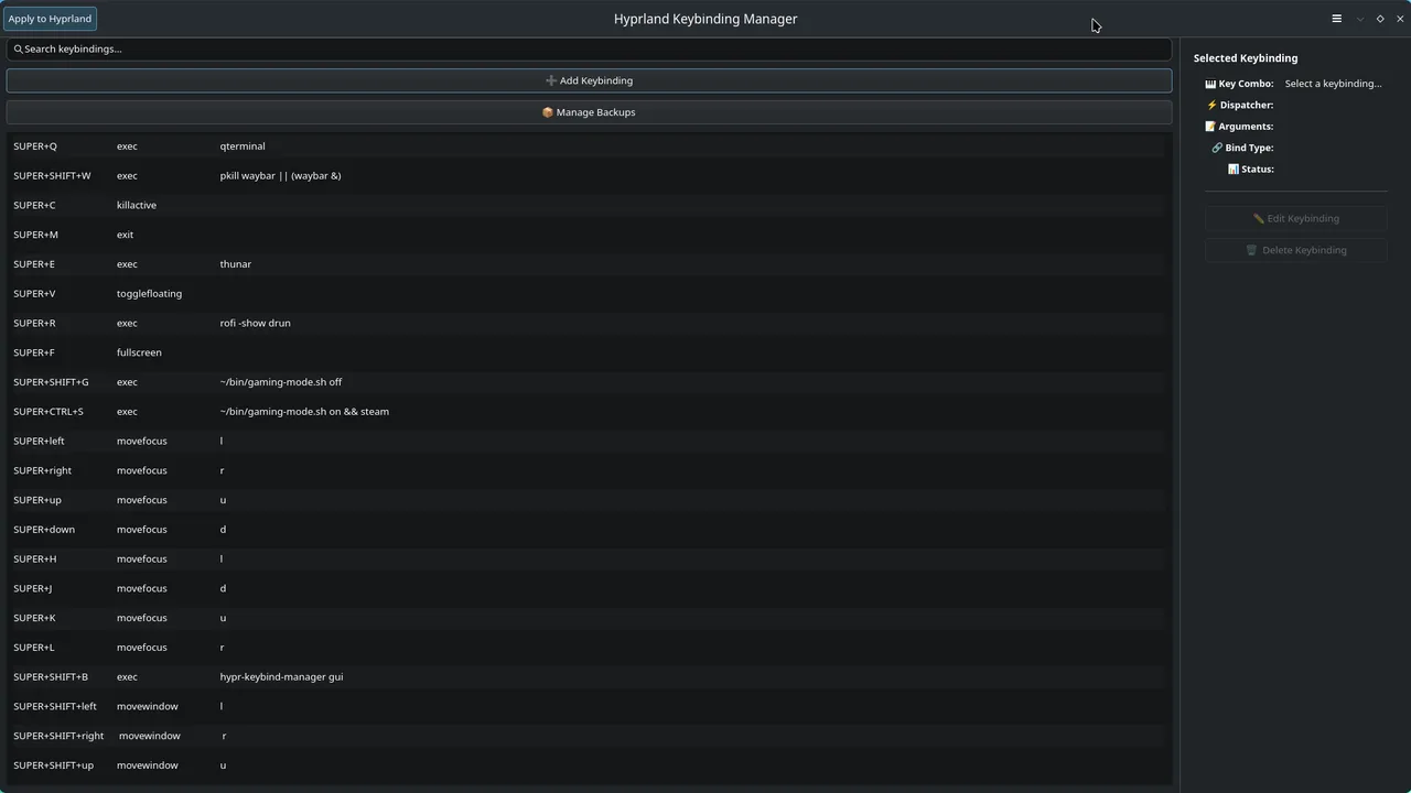 Hyprland Keybind Manager screenshot