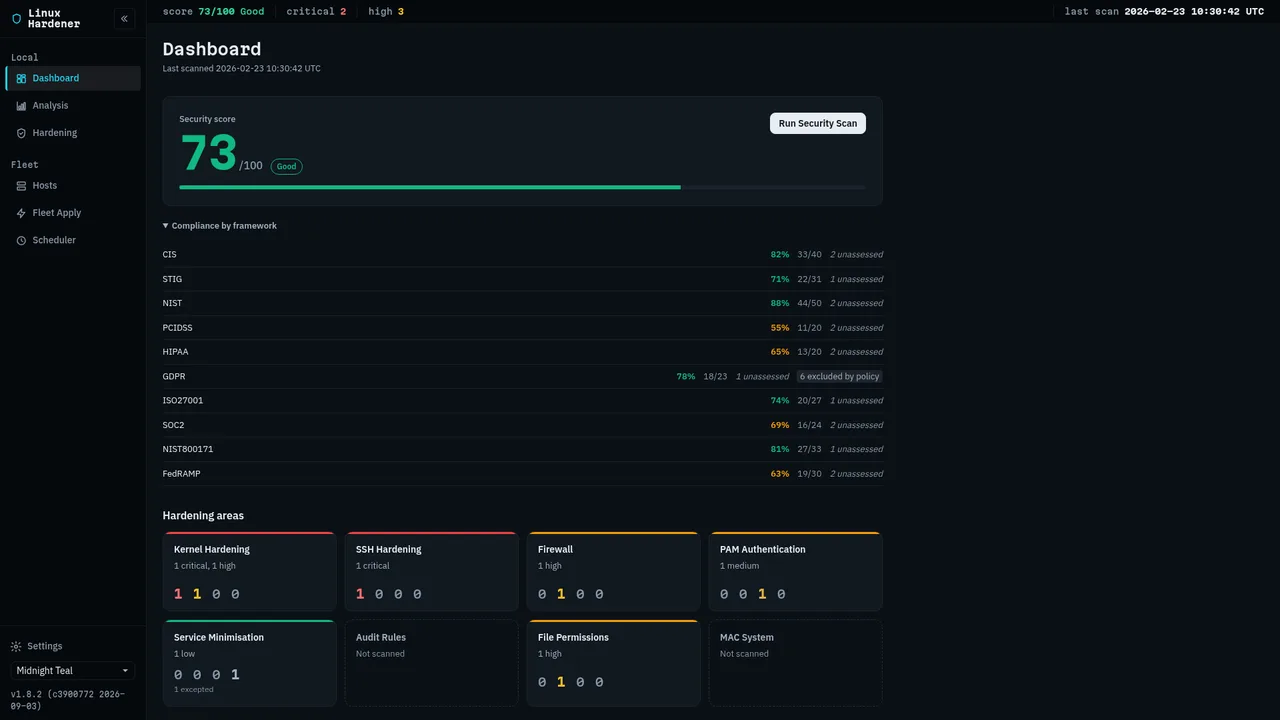 Linux System Hardener screenshot
